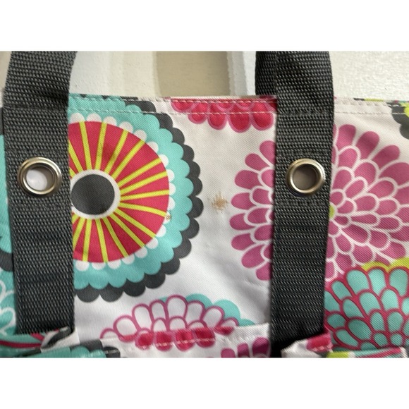 Thirty One 31 Organizing Utility Tote Zip Top Beach Multi Pockets Bubble Bloom - Picture 6 of 8
